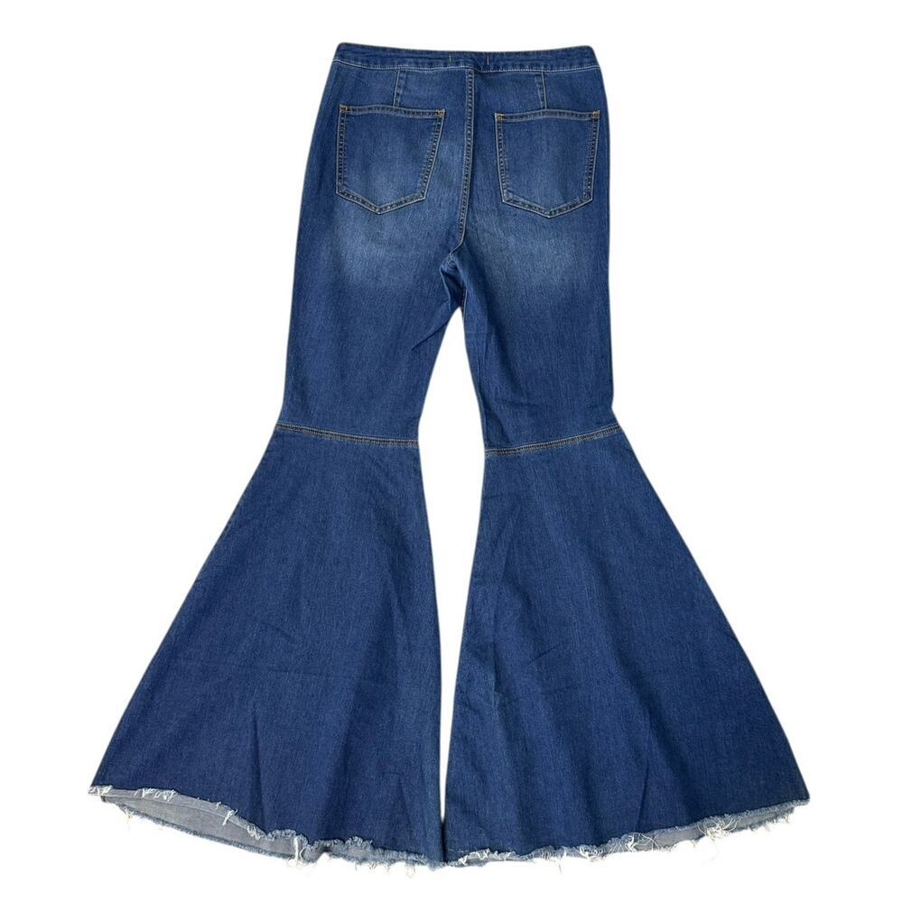 FREE PEOPLE Just Float On Flare Jeans Vintage Bell Bottoms Rich Blue Size 30 - Picture 5 of 8